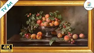 Dutch Baroque Still Life TV Art | Peaches in a Pewter Bowl Frame TV Screensaver | 10 Hours