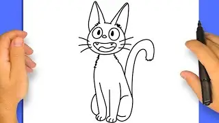 How to Draw Jiji Cat | Kiki's Delivery Service | Step by Step Simple and Easy