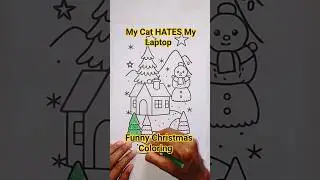 My Cat VS My Laptop | Funny Relaxing Christmas Coloring Video😹😂#coloring #coloringvideo #shorts