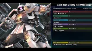 Shin Matsunaga's Zaku II High Mobility Type - Gundam Extreme Versus Maxi Boost ON Combo Guide