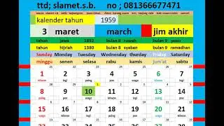 kalender tahun 1957  1958  1959  1960 lengkap weton  pasaran  kalender jawa  hijriah