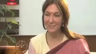 A Swedish girl interviewed by DD National, India in Sanskrit/Sankskrut