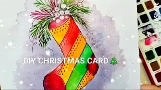 Quick CHRISTMAS CARD Painting #christmascard#viralvideo#art#sibanisartisticstudio#youtubevideo
