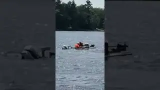 BASS BOAT SINKING ON A LAKE, FORGOT THE DRAIN PLUG 😬😱  #bassboats #lake #sinking #comedy #viral