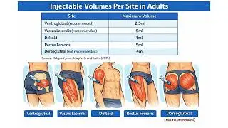 Injectable Volumes per Intramuscular Injection Site in Adults#IntramuscularInjection#Nursing#medical