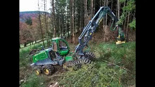 🌲4K|*DEERE in forest* • John Deere 1270G • OnBoard • Forstbetrieb Klotz • Harvester in Action🌲