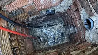 Отпушване на запушена канализация на къща от мазнини и парцали | Blocked Drain