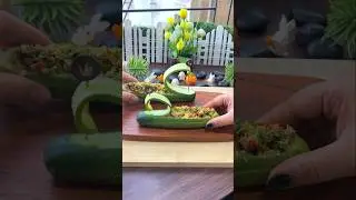 #shorts Swan Cucumber Salad Boats #easyrecipes #ashortaday