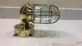 Brass Swan Bulkhead Vanity Lights x2 | Industrial Wall Fixture w/ Junction Box