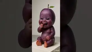 Cute AI Grape criature Eats Grape & Cherry 🍇 | Juicy ASMR Fruit Sounds 🍒  #aivideo