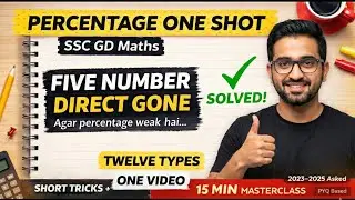 PERCENTAGE One Shot | SSC GD Maths | 12 Types in 1 Video (Tricks + PYQ) | GD One Minute