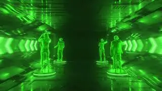 Green Glowing Sci Fi Tunnel with HUD Digital Characters | Free Video | MD Animated Backgrounds