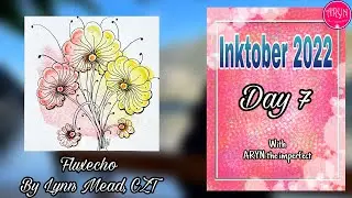 Inktober 2022 Day 7 - Fluxecho | Draw with Aryn | Zentangle inspired Art | Water colour background