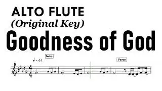 Goodness of God ALTO FLUTE Original Key Sheet Music Backing Track Partitura
