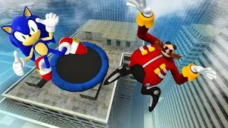 Sonic Team Epic Trampoline Ragdoll Jumps & Falls [GMOD] Part 24