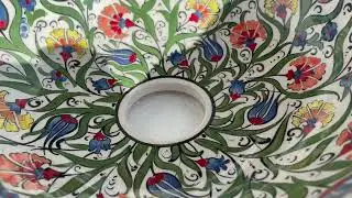 Handmade & Hand-Painted Curvy Edge Ceramic Sink with Floral Design