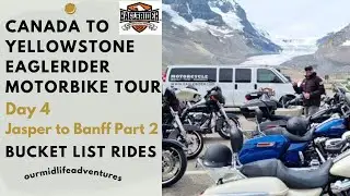 Eaglerider Tour Day 4 Part 2 Jasper to Banff Cyclist falls off and a bear just over the guardrail.