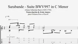 Sarabande Suite BWV 997 BACH Tablatura por Jesús Amaya...