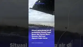 Situasi usai diguyur hujan deras di perbatasan Pantai Tegal Besar dan Pantai Siyut, Gianyar, Bali.