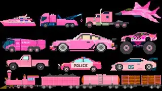 Pink Vehicles 1 | Pixel Art Big Rig, Sports Cars and Trucks 8-Bit Sounds