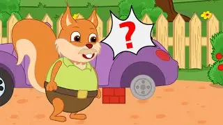 Bridie Squirrel in English - Help Me Find My Car Tire Cartoon for Kids