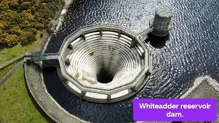 Whietadder reservoir, dam and siphon turbine from the air - DJI Mini 2