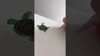 Little baby sea turtle hatchlings heading to the ocean. Drawn with acrylic paint markers.