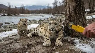 Tiny Snow Leopard Cub Saves His Trapped Mother with Old Man's Help #leopard #rescue #humanity