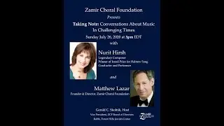 Nurit Hirsh  in Conversation With Matthew Lazar, July 26, 2020