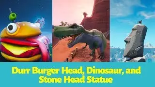 Visit Drift painted Durrr Burger Head, a Dinosaur, and a Stone Head Statue | ROAD TRIP CHALLENGES