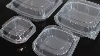 square transparent clear PET disposable togo box hamburger packaging takeaway plastic clamshell