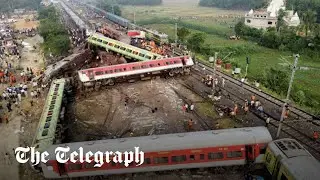 India train crash: Drone footage shows shocking scale of destruction as rescue mission ends