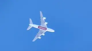 Emirates Airbus A380-861 (EK201, A6-EDN) landing to JFK Airport over my house from DXB