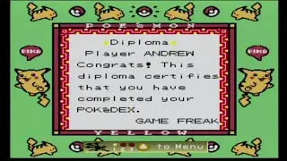 Pokemon Yellow - POKEDEX Complete and Diploma!   ALL 151 Pokemon!