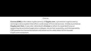 Crypto Education Source: What is Cronos (CRO)? | Top 100 Cryptocurrencies Explained!