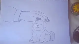 Easy cute puppy with girl hand drawing 🤩😄#cute drawing #