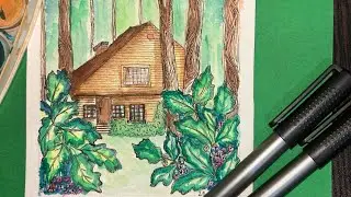 Forest Cottage Painting /Handmade Paper Water-colour/ Step-by-Step Watercolor