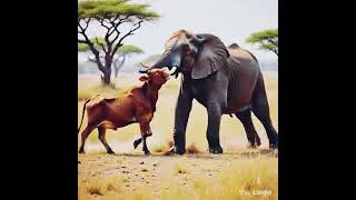 fight between #elephant & #cow  Guess who wins?