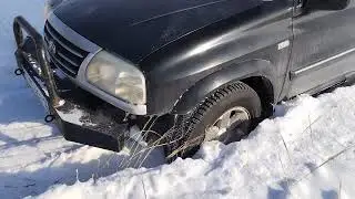 Suzuki grand vitaro. Передний мост на пневмо блоке. Проходимость по снегу. 