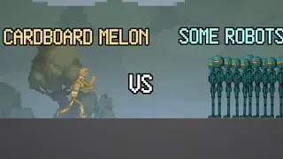Cardboard melon VS some robots | a short fight | melon playground