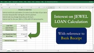 How to calculate Interest on Jewel loan in Excel