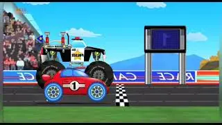 SPORTS CAR VS POLICE MONSTER TRUCK CAR & TRUCK BATTLE RACE KIDS GAME