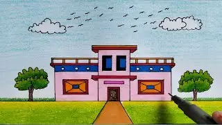 Watch Till End &ndash; Beautiful House Drawing Result | Beginner Friendly House Scenery Drawing Tutorial 