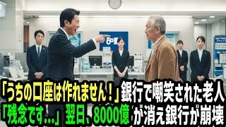 「口座開設は無理です」おじいさんを見下した銀行支店長。「分かりました」翌日、8000億で消え銀行全体が大崩壊