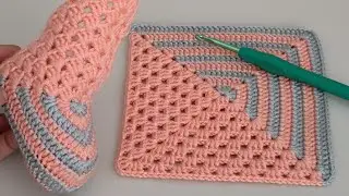 Kare Motiften Tığ işi Bebek Patiği Nasıl Yapılır? - Amazing Shoes art with easy crochet techniques!