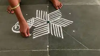 Aani maadham 5*3 mayil padi kolam designs| Simple muggulu designs| easy rangoli designs