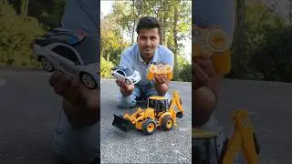 😱 Настоящий экскаватор JCB против радиоуправляемой полицейской машины: абсолютный тест мощности 🔥...
