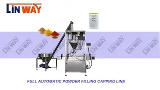 LINWAY AUTOMATIC POWDER JAR FEEDING FILLING CAPPING LINE#AUGERFILLER #powderfillingmachine