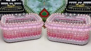 Самая красивая ПВХ-доска, розовые бусины и жемчуг. Простое изготовление коробки для хранения салф...
