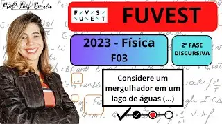🔵 FÍSICA / FUVEST 2023 / QUESTÃO F 03 / 2ª  FASE / Considere um mergulhador em um lago de águas ...